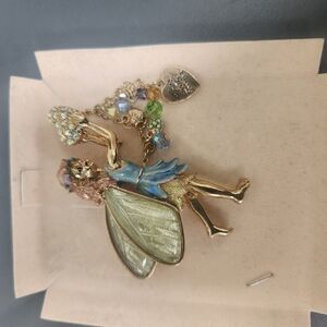 Vintage Kirks Folly Fairy Brooch Pin dance fairies glass wings enameled
